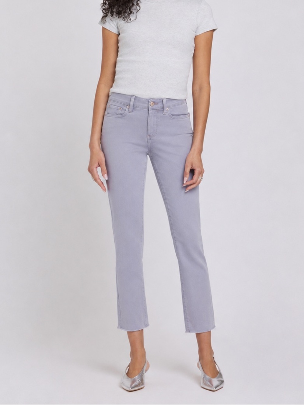NYDJ Sheri Ankle Fray Hem Slim Lilac Jean 6 NWT